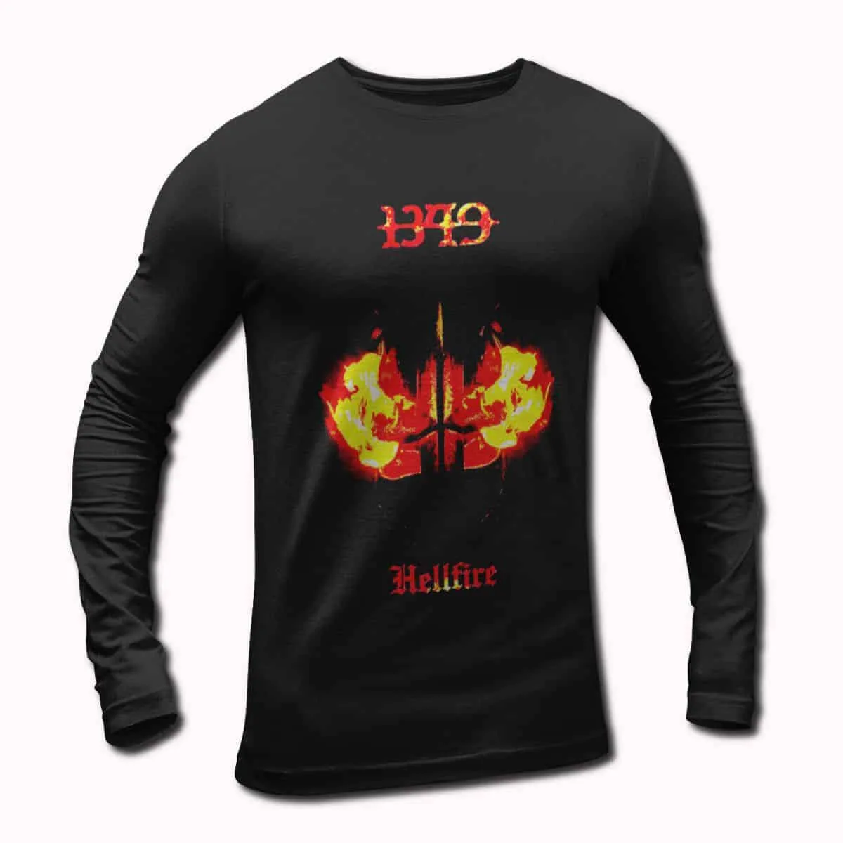 1349 Band Long Sleeve T-Shirt, 1349 Hellfire Artwork Longsleeve Tee, Black Metal Merch