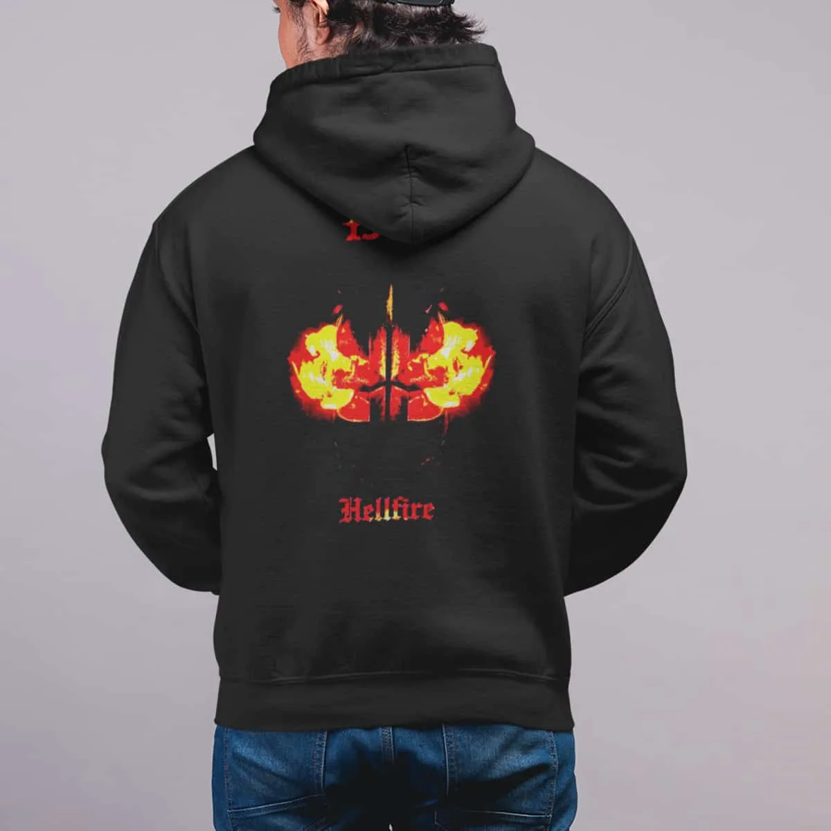 1349 Zip Up Hoodie, 1349 Hellfire Artwork Black Zipper Hooded Sweatshirt, Black Metal Merchandise