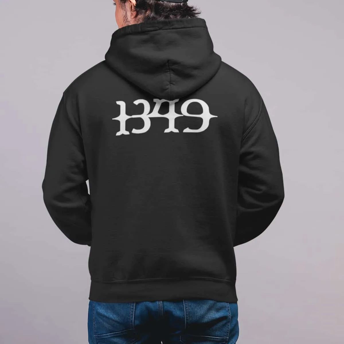 1349 Zip Up Hoodie, 1349 Logo Black Zipper Hooded Sweatshirt, Black Metal Merchandise