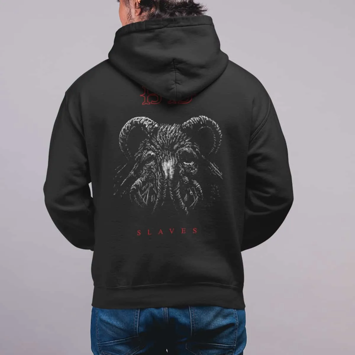 1349 Zip Up Hoodie, 1349 Slaves Artwork Black Zipper Hooded Sweatshirt, Black Metal Merchandise