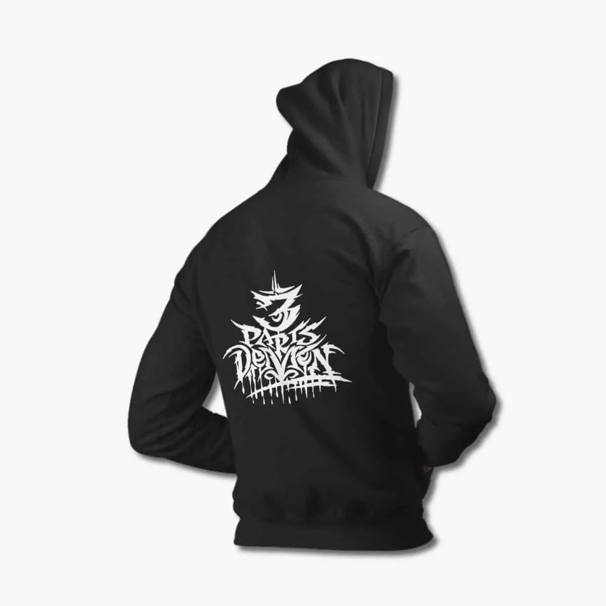 3 Parts Demon Band Hoodie, 3 Parts Demon Logo Black Hooded Sweatshirt, Progressive Death Metal Merchandise