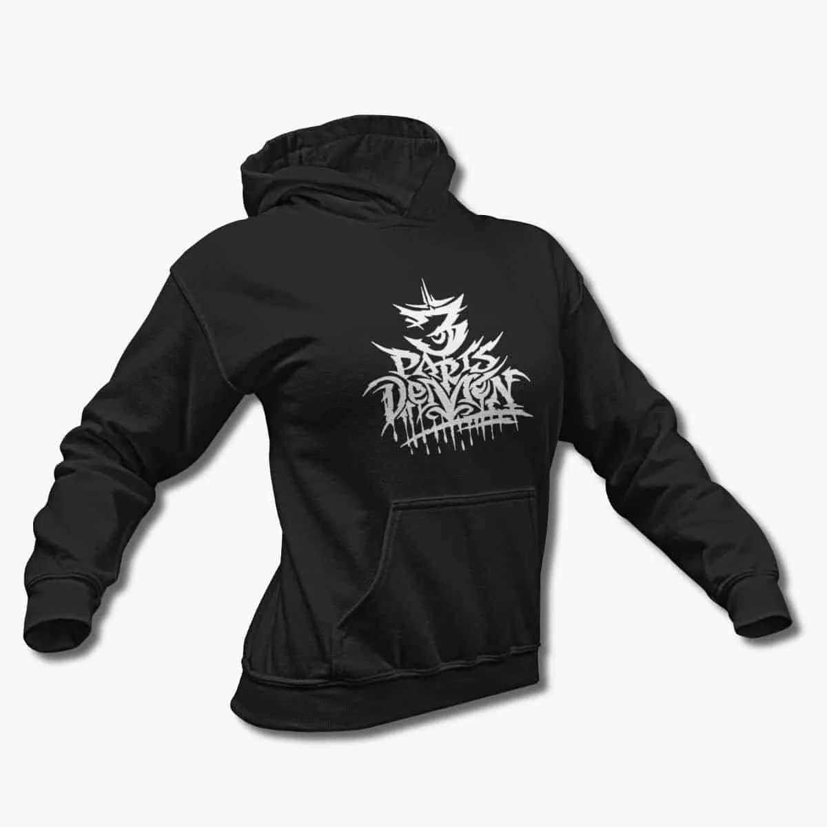 3 Parts Demon Band Hoodie, 3 Parts Demon Logo Black Hooded Sweatshirt, Progressive Death Metal Merchandise