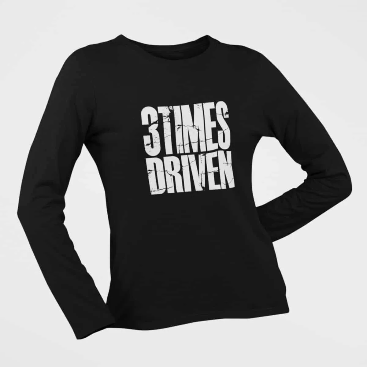 3 Times Driven Long Sleeve T-Shirt, 3 Times Driven Logo Black Long Sleeve T-Shirt, Heavy Metal Merchandise