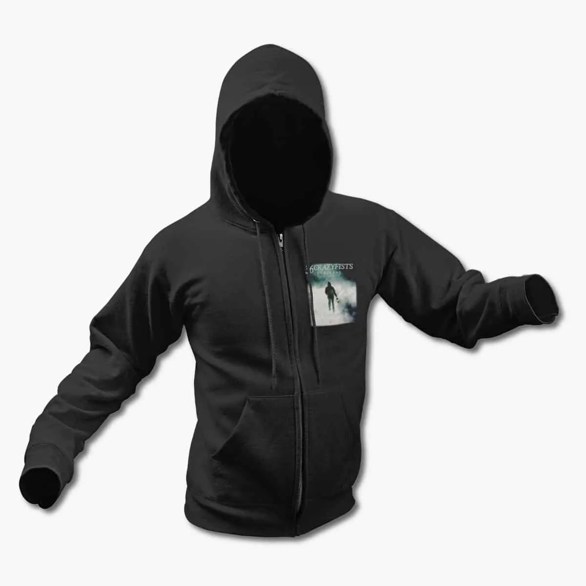 36 Crazyfists Zip Up Hoodie, 36 Crazyfists Lanterns Black Zipper Hooded Sweatshirt, Alternative Metal Merchandise