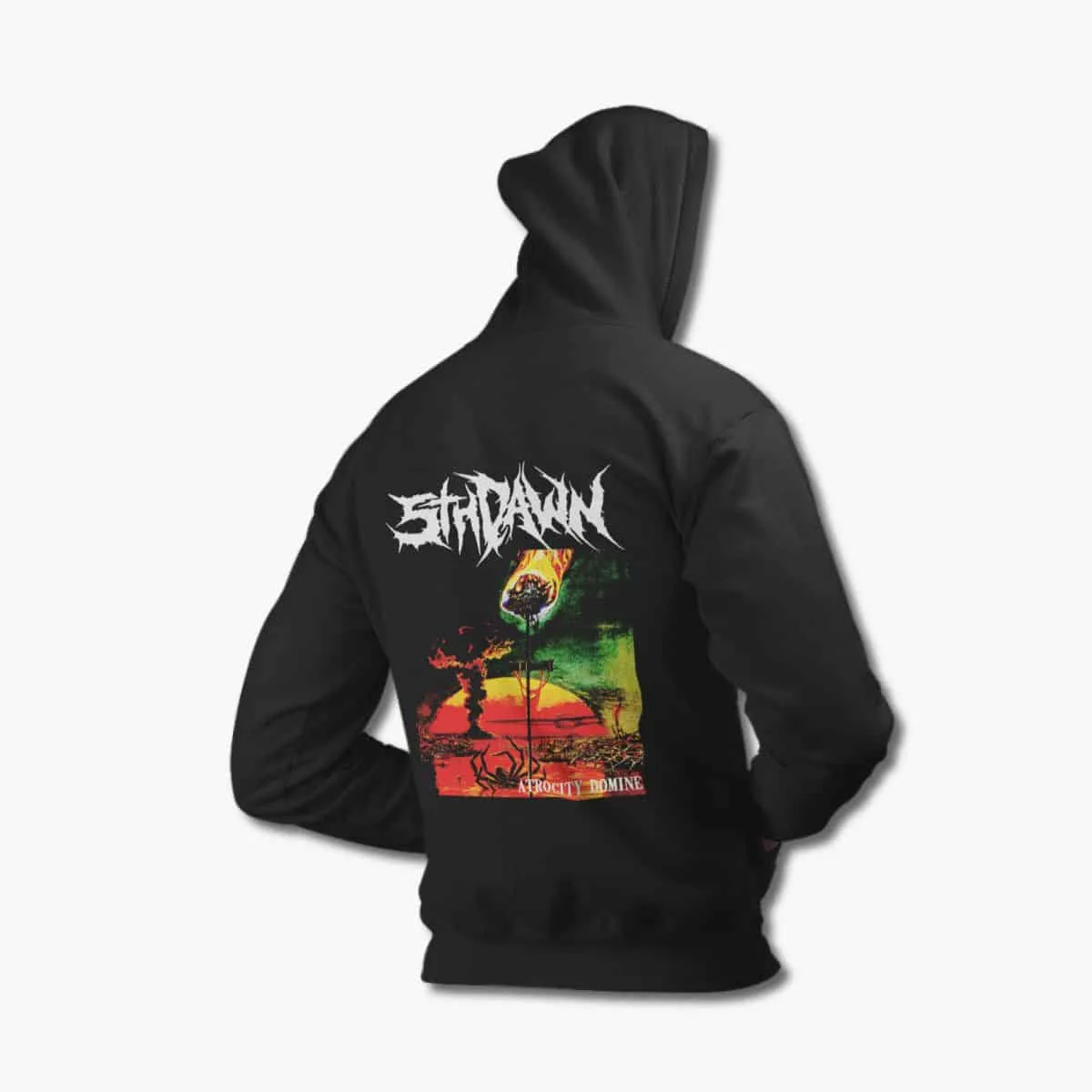 5th Dawn Band Hoodie, 5th Dawn Atrocity Domine Black Hooded Sweatshirt, Death Metal Merchandise
