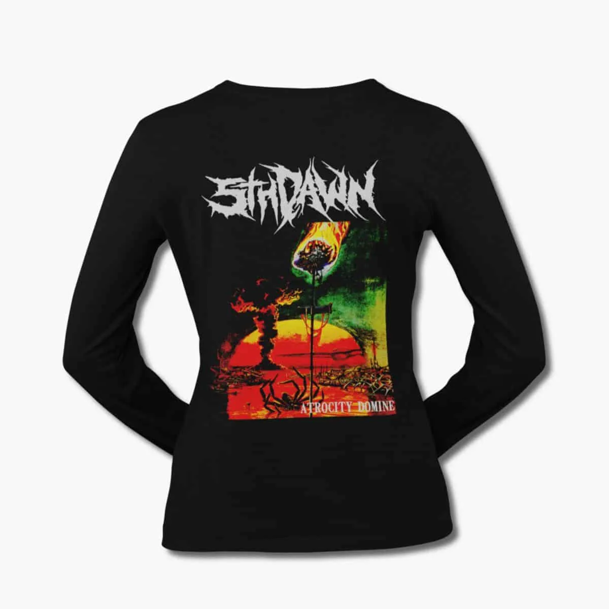 5th Dawn Band Long Sleeve T-Shirt, 5th Dawn Atrocity Domine Black Longsleeve T-Shirt, Death Metal Merchandise