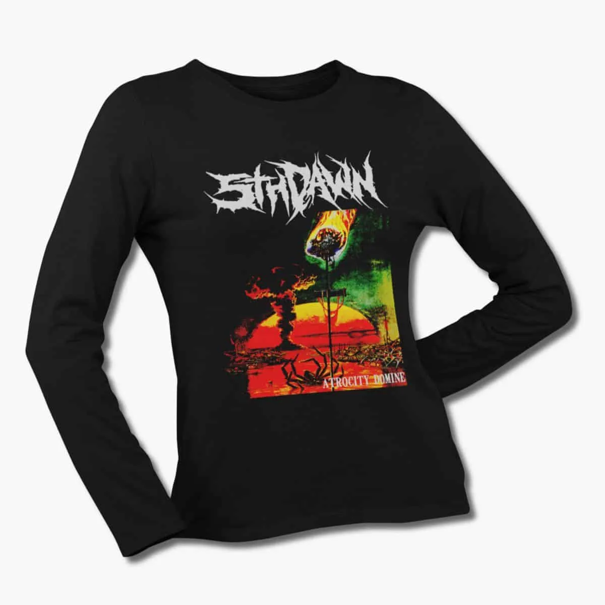 5th Dawn Band Long Sleeve T-Shirt, 5th Dawn Atrocity Domine Black Longsleeve T-Shirt, Death Metal Merchandise
