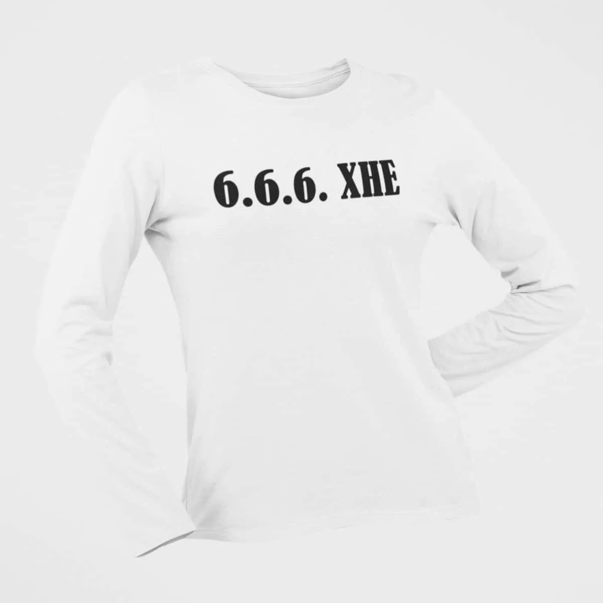 666 XHE Long Sleeve T-Shirt, 666 XHE Logo Long Sleeve White T-Shirt, Heavy Metal Merchandise