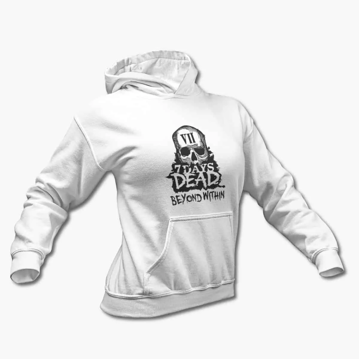 7 Days Dead Band Hoodie, 7 Days Dead Beyond Within White Hooded Sweatshirt, Hard Rock Merchandise