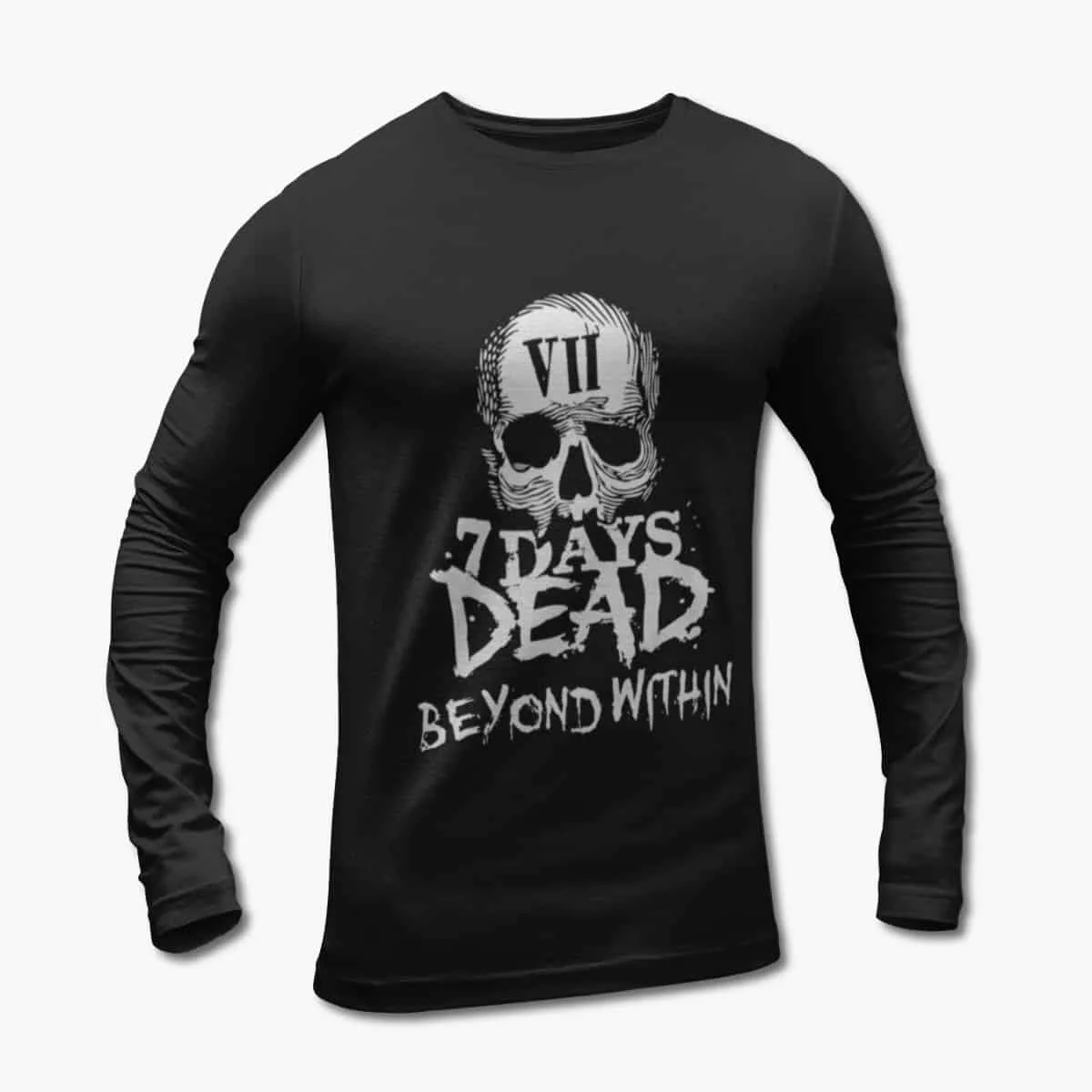 7 Days Dead Band Long Sleeve T-Shirt, 7 Days Dead Beyond Within Black Longsleeve T-Shirt, Hard Rock Merchandise