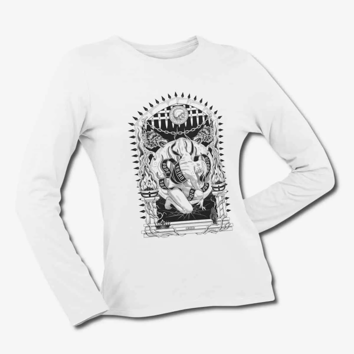 7 Deadly Sins Long Sleeve T-Shirt, 7 Deadly Sins Greed Artwork White Longsleeve T-Shirt
