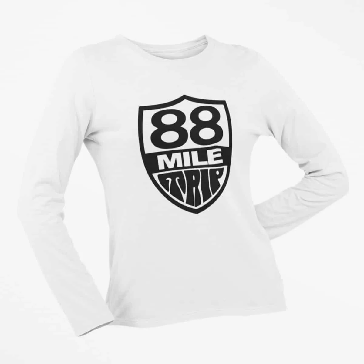 88 Mile Trip Long Sleeve T-Shirt, 88 Mile Trip Logo White Long Sleeve T-Shirt, Stoner Metal Merchandise