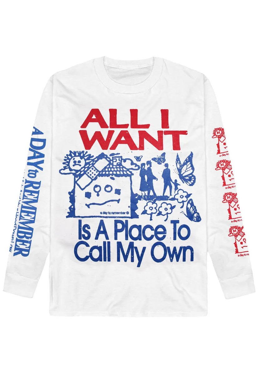 A Day To Remember All I Want Faded White Long Sleeve