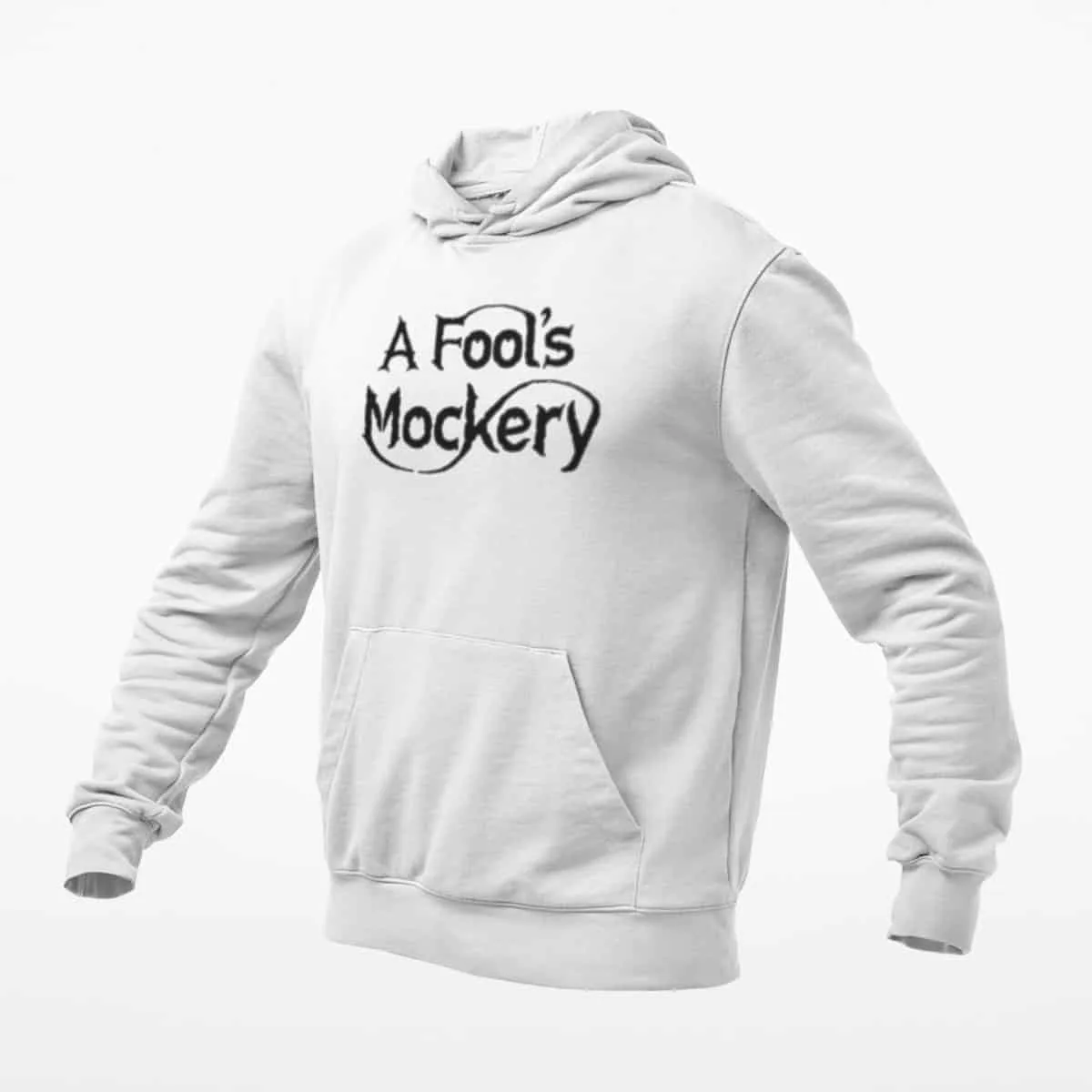 A Fool's Mockery Hoodie, A Fools Mockery Logo White Hoodie, Progressive Metal Merchandise