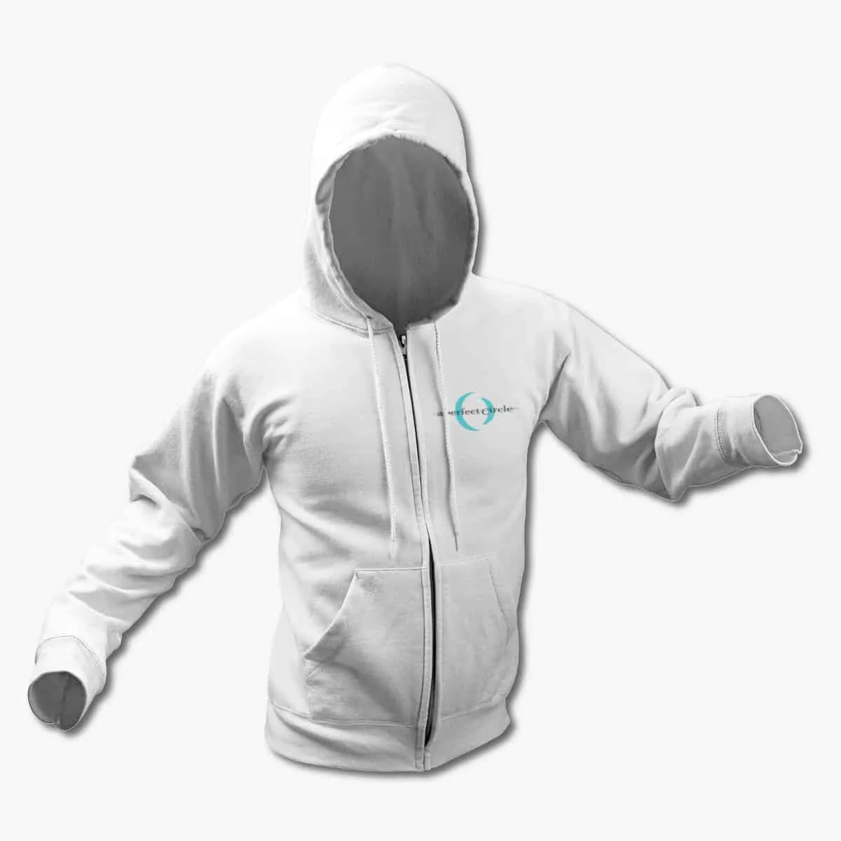 A Perfect Circle Zip Up Hoodie, A Perfect Circle Logo White Zipper Hooded Sweatshirt, Hard Rock Merchandise