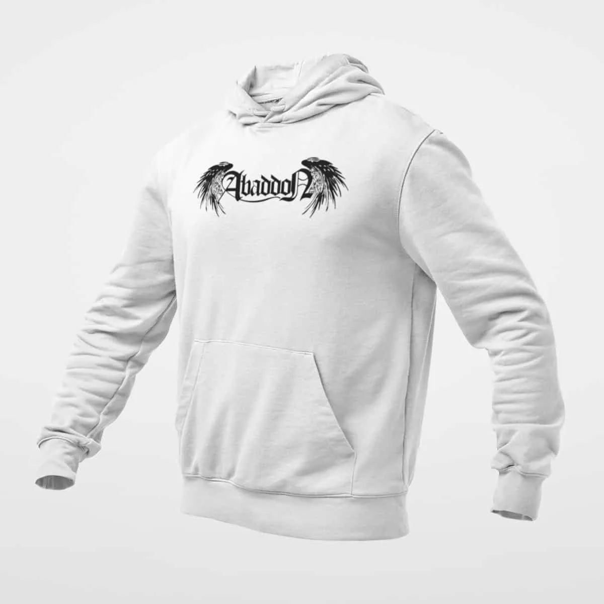 Abaddon Hoodie, Abaddon Logo White Hoodie, Heavy Metal Merchandise