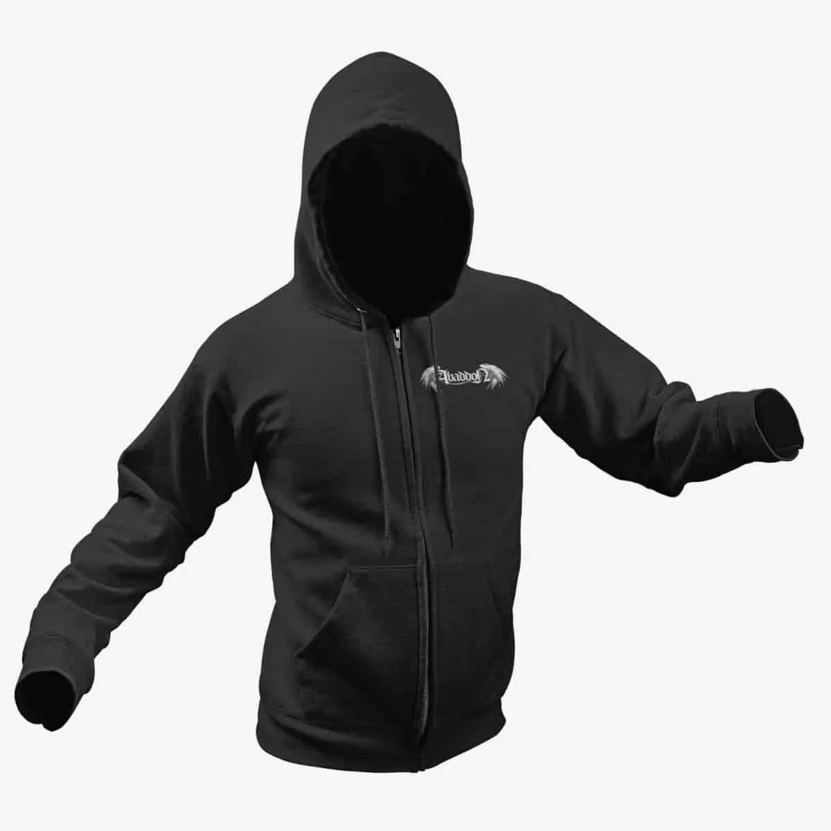 Abaddon Zip Hoodie, Abaddon Logo Black Zipper Hoodie, Heavy Metal Merchandise