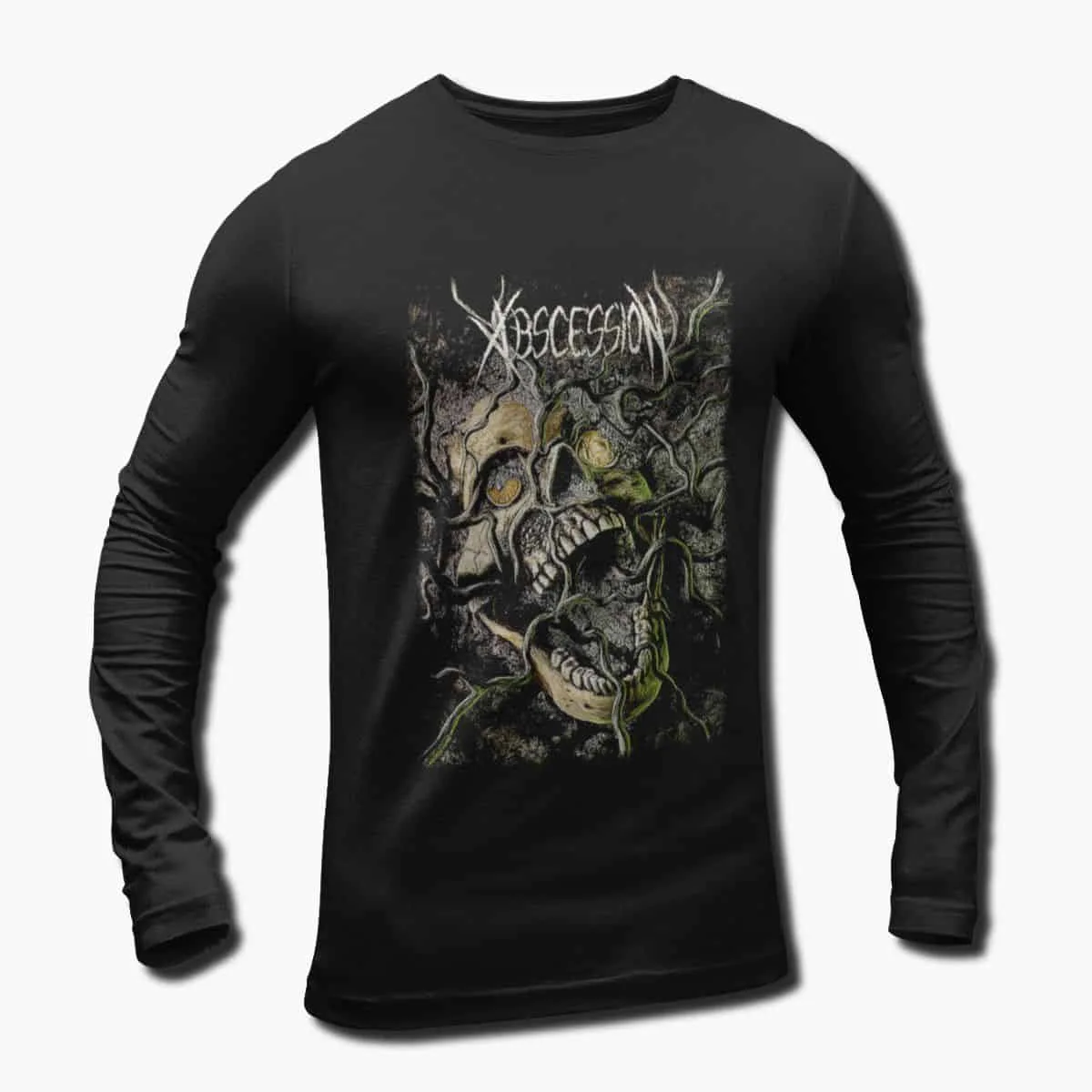 Abscession Band Long Sleeve T-Shirt, Abscession Grave Offerings Artwork Longsleeve T-Shirt, Death Metal Merch
