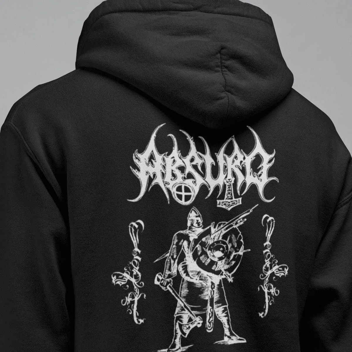 Absurd Band Hoodie, Absurd Logo Artwork Hooded Sweatshirt, Black Metal Merch