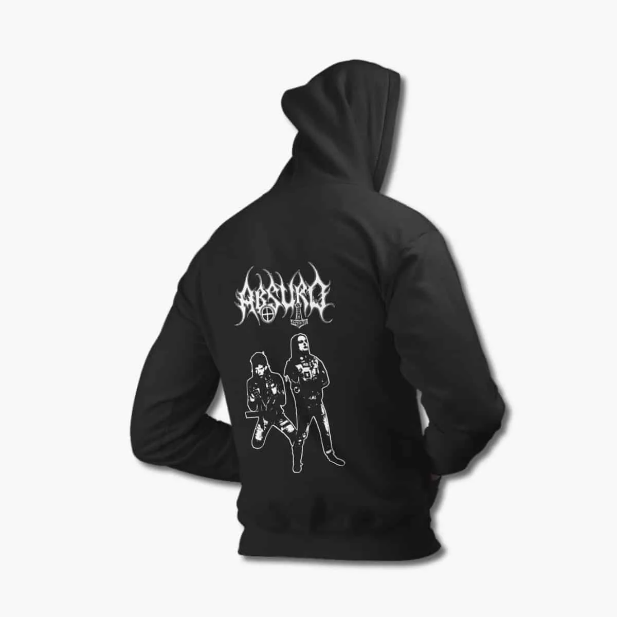 Absurd Hoodie, Absurd Logo Artwork Black Hooded Pullover, Pagan Black Metal Merchandise