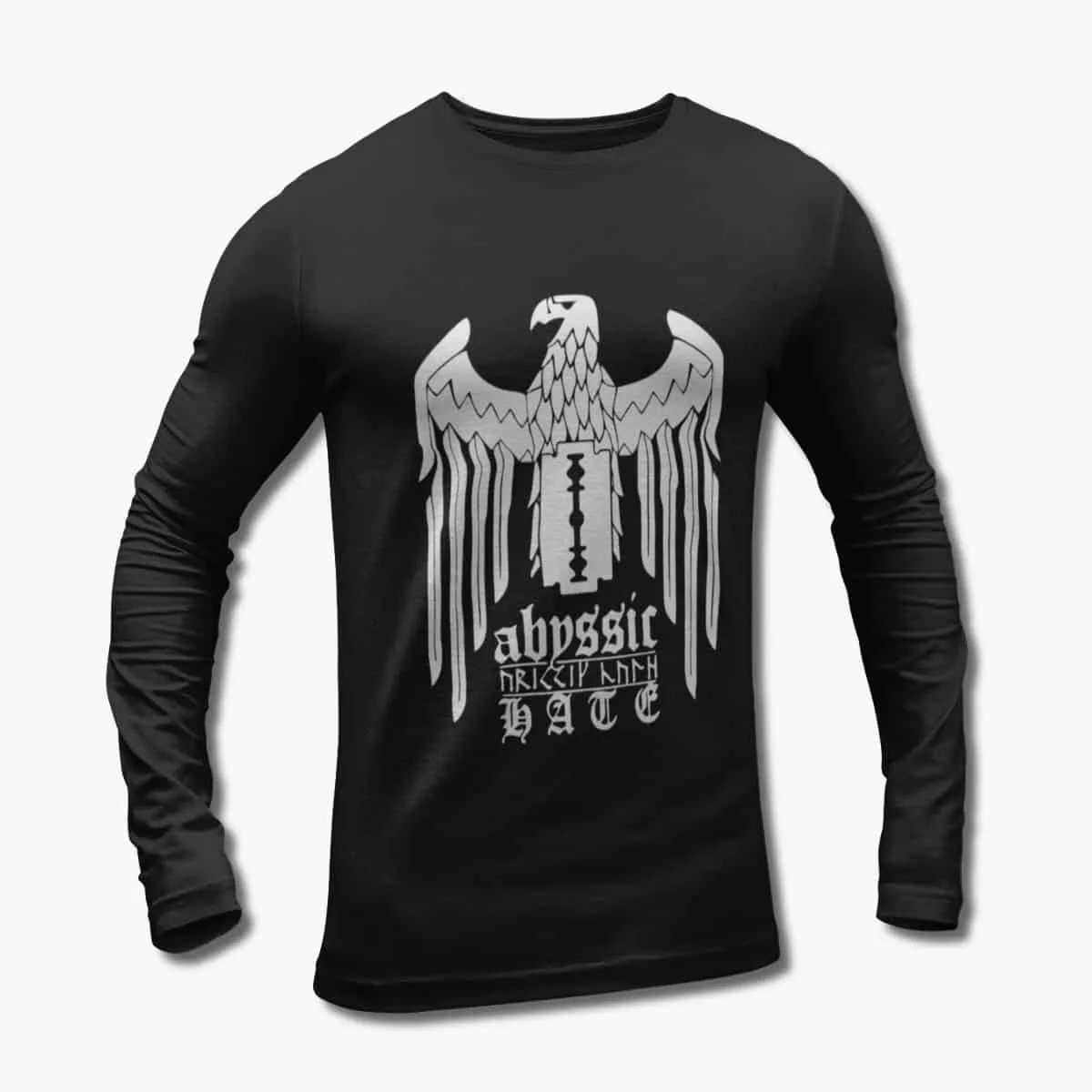 Abyssic Hate Band Long Sleeve T-Shirt, Abyssic Hate The Source of Suffering Black Longsleeve T-Shirt, Black Metal Merchandise