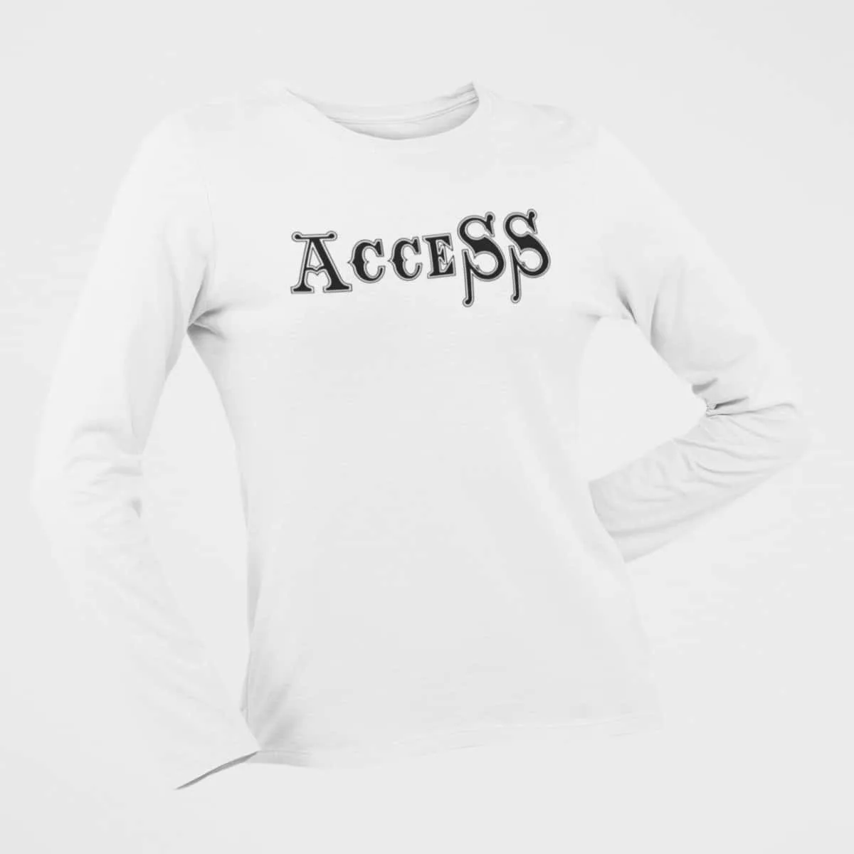 Access Long Sleeve T-Shirt, Access Logo White Long Sleeve T-Shirt, Heavy Metal Merchandise