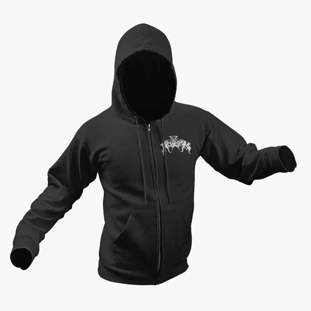 Acheron Zip Up Hoodie, Acheron Logo Black Zipper Hooded Sweatshirt, Death Metal, Black Metal Merchandise