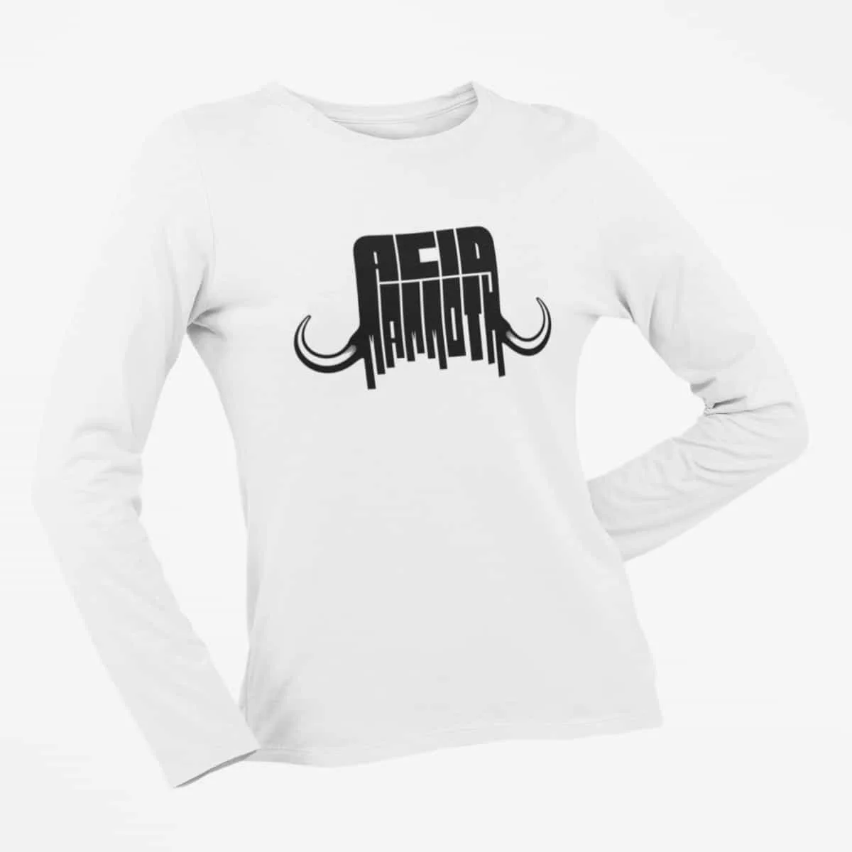 Acid Mammoth Long Sleeve T-Shirt, Acid Mammoth Logo White Longsleeve T-Shirt, Metalcore Merchandise
