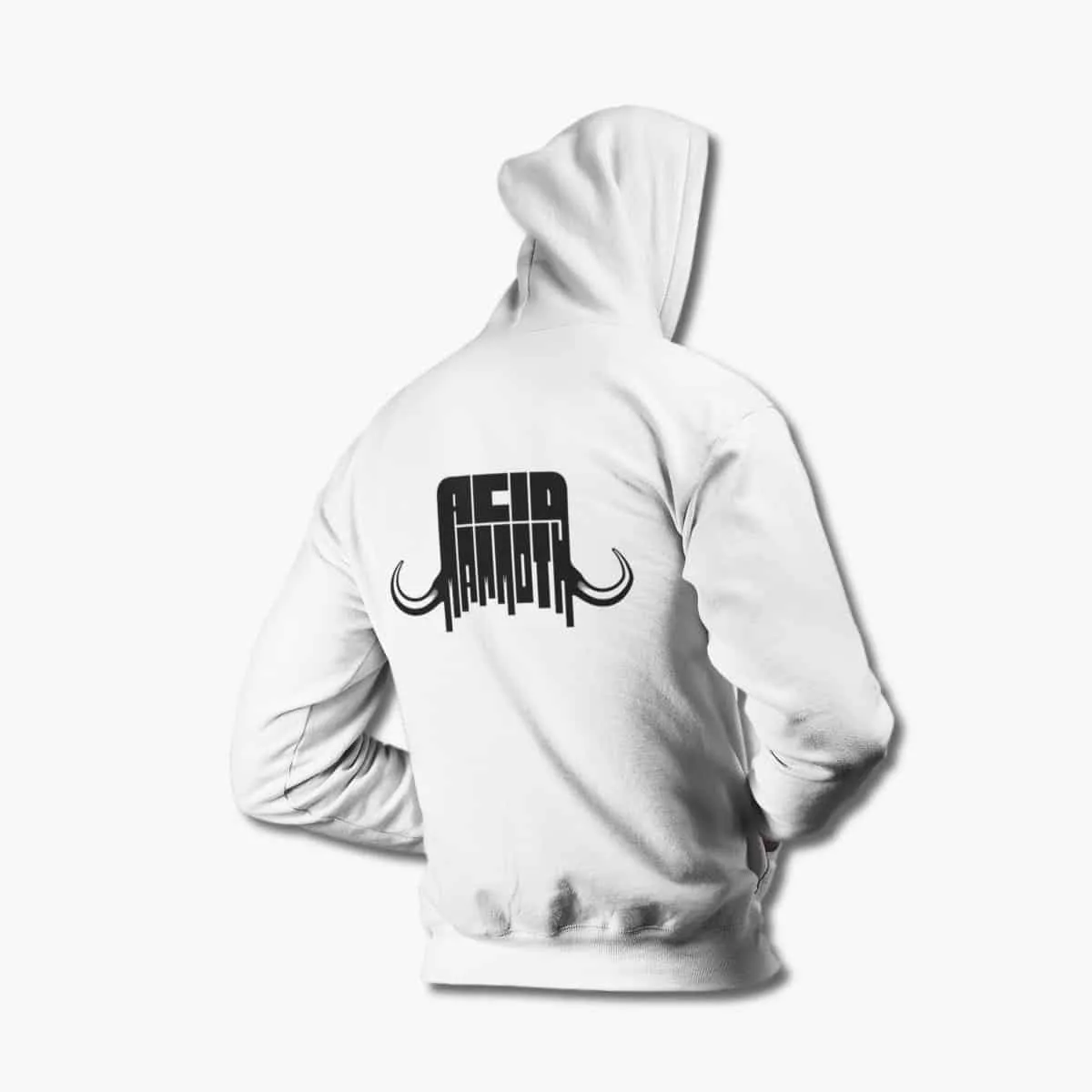 Acid Mammoth Zip Hoodie, Acid Mammoth Logo White Zipper Hoodie, Metalcore Merchandise