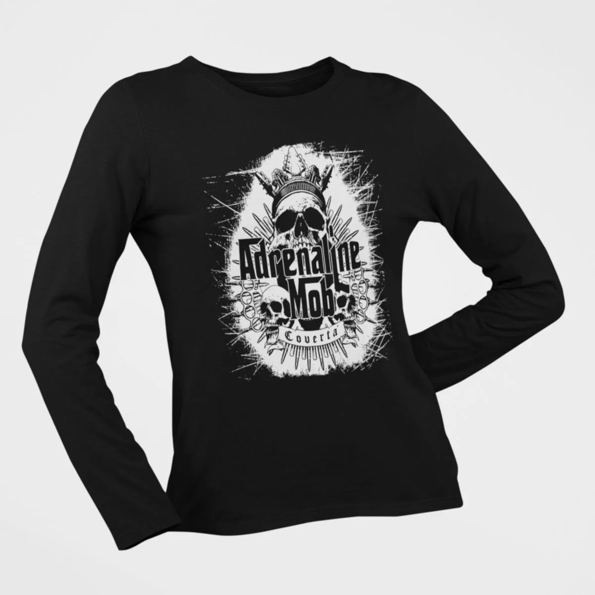 Adrenaline Mob Long Sleeve T-Shirt, Adrenaline Mob Covertá Black Longsleeve T-Shirt, Hard Rock Merchandise