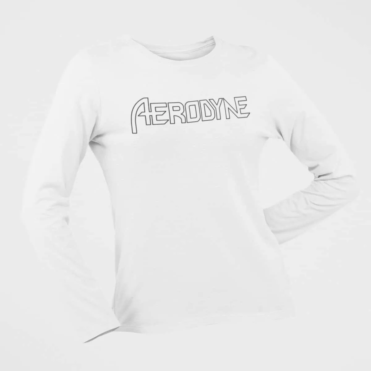 Aerodyne Long Sleeve T-Shirt, Aerodyne Logo White Long Sleeve T-Shirt, Melodic Heavy Metal Merchandise