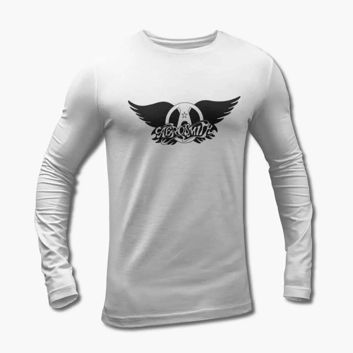 Aerosmith Long Sleeve T-Shirt, Aerosmith Logo Artwork White Longsleeve T-Shirt, Heavy Metal Merchandise