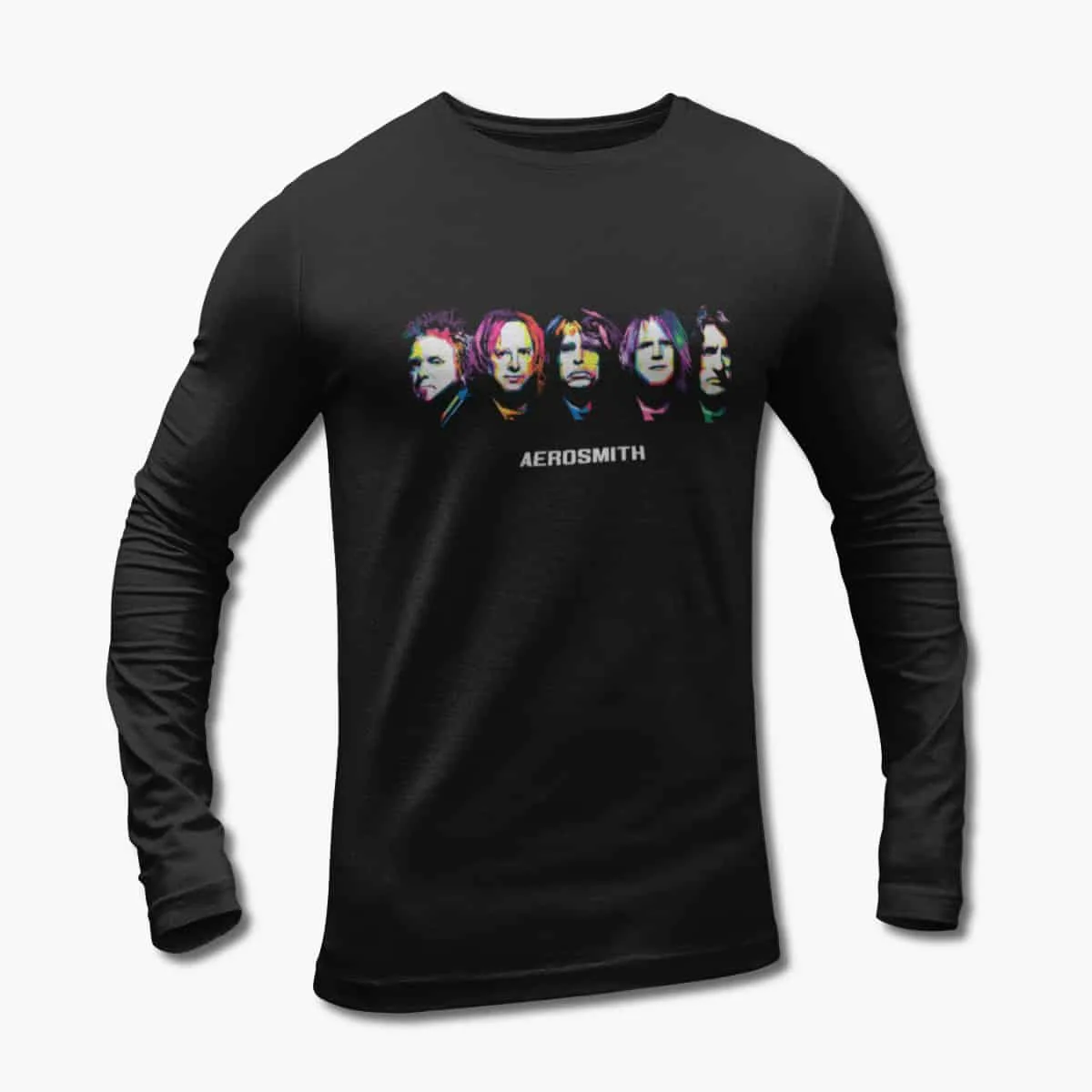Aerosmith Long Sleeve T-Shirt, Aerosmith Members Artwork Black Longsleeve T-Shirt, Heavy Metal Merchandise