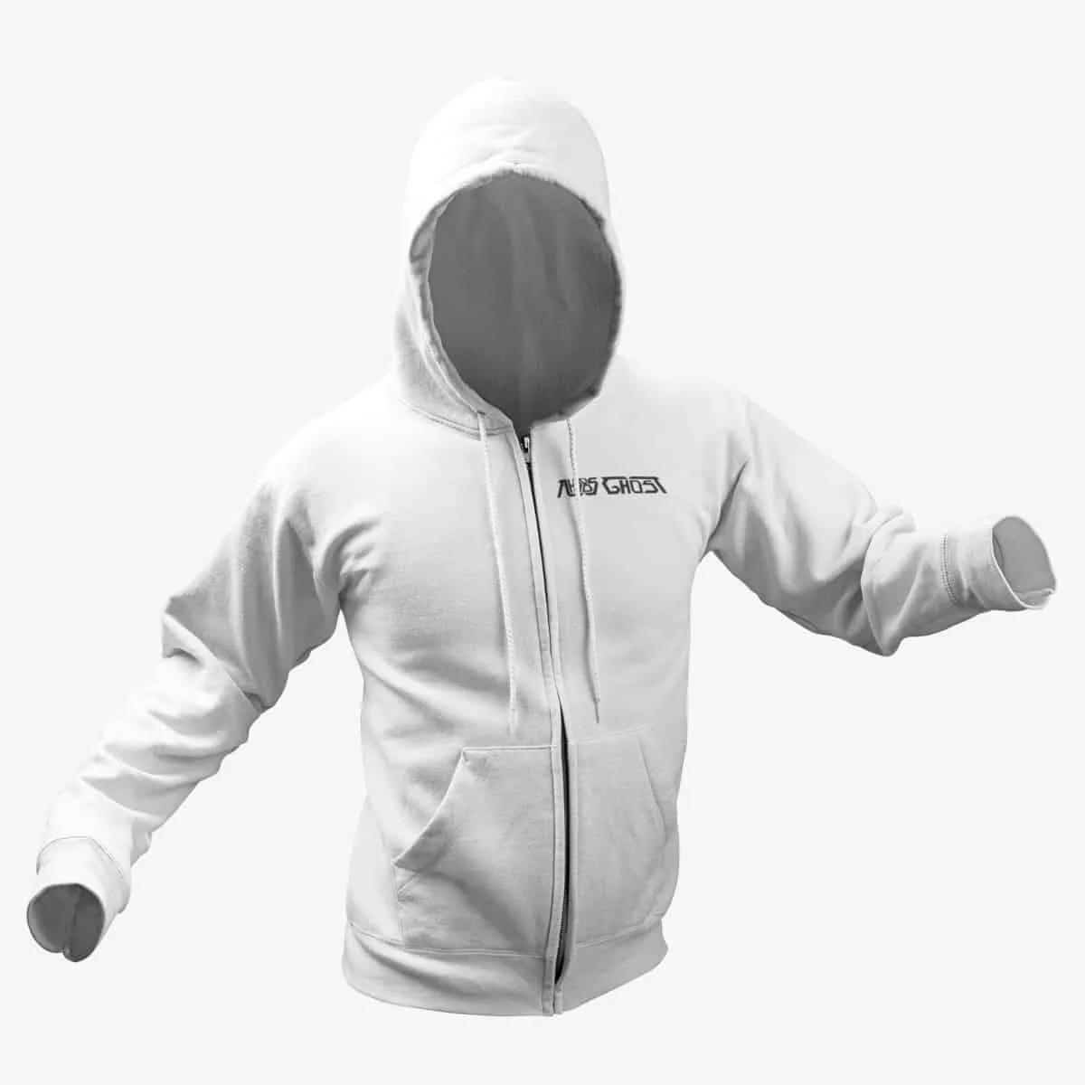 Ahabs Ghost Zip Hoodie, Ahabs Ghost Logo White Zipper Hoodie, Hard Rock Merchandise