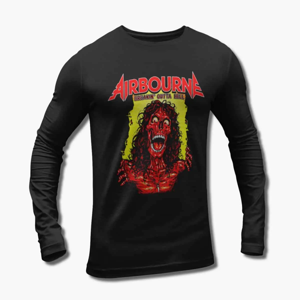 Airbourne Band Long Sleeve T-Shirt, Airbourne Breakin' Outta Hell Artwork Longsleeve T-Shirt, Hard Rock Merchandise