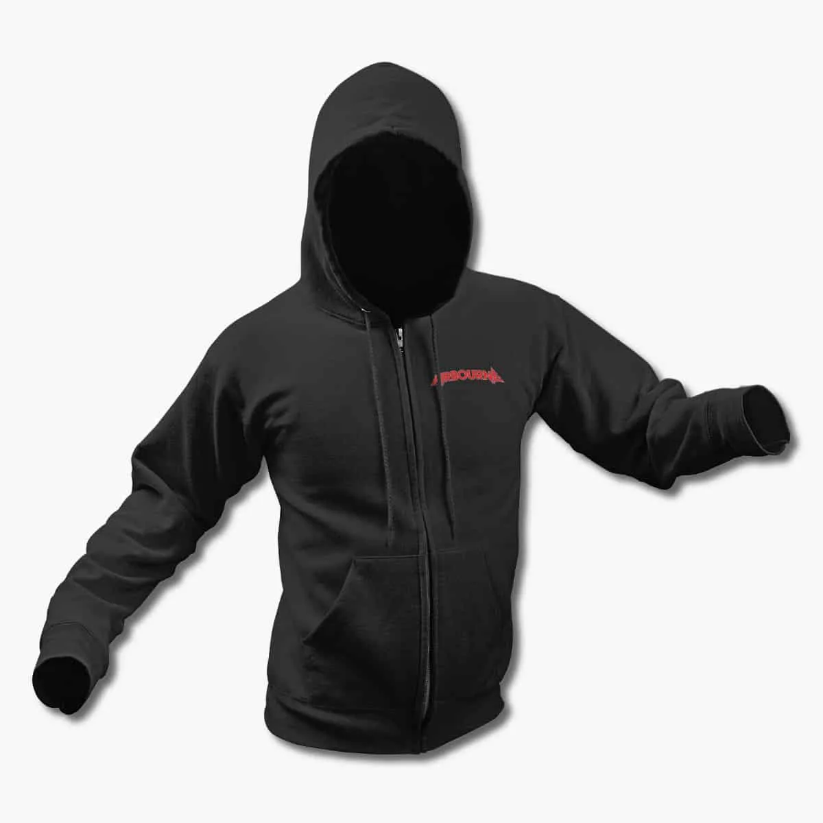 Airbourne Zip Up Hoodie, Airbourne Breakin' Outta Hell Black Zipper Hooded Sweatshirt, Hard Rock Merchandise
