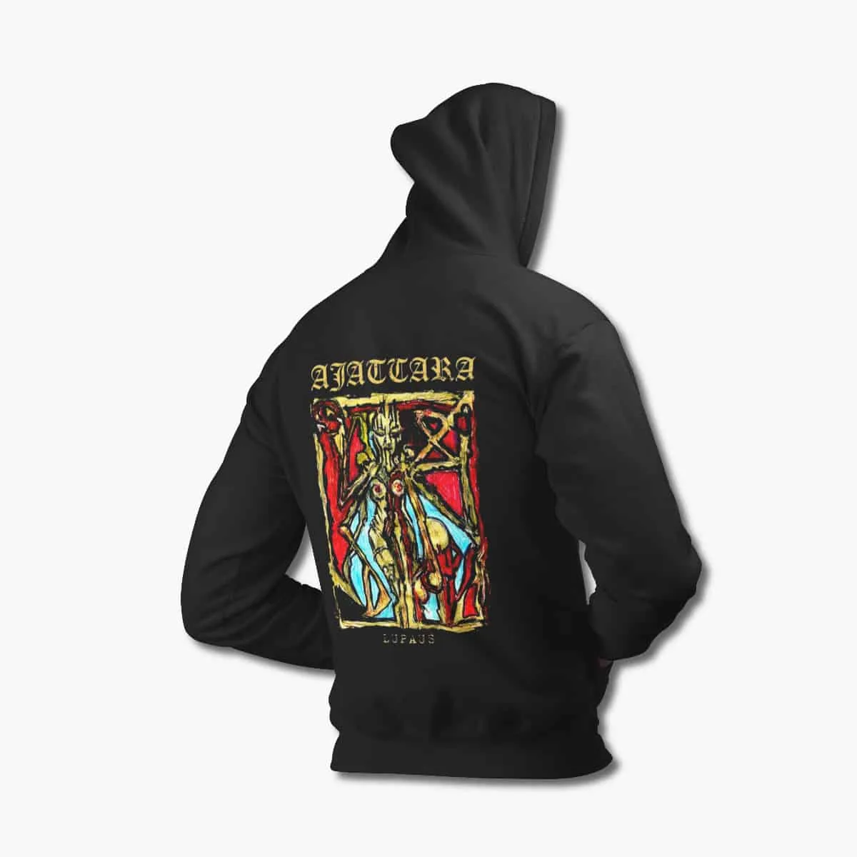 Ajattara Zip Up Hoodie, Ajattara Lupaus Black Zipper Hooded Sweatshirt, Black Metal Merchandise
