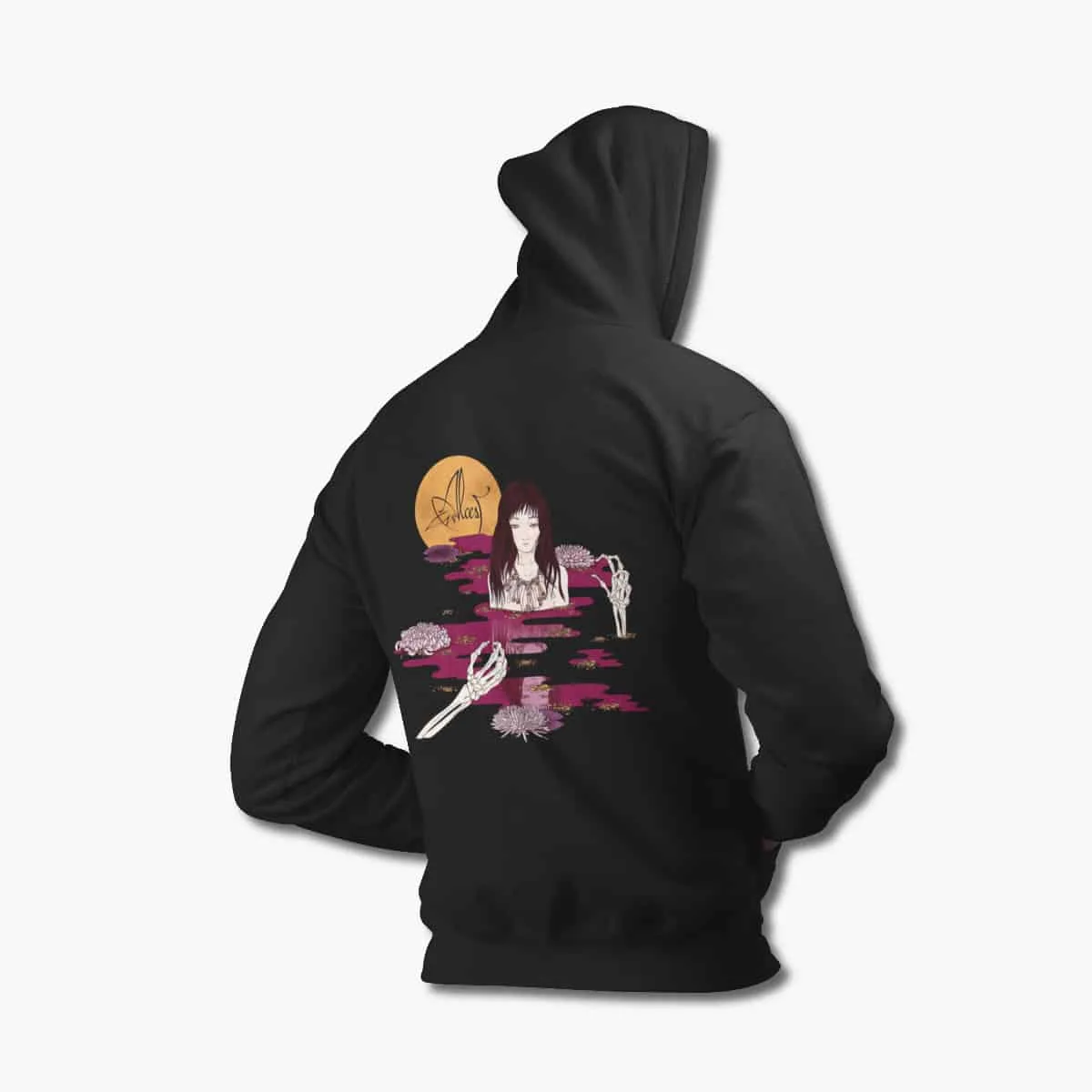 Alcest Zip Up Hoodie, Alcest Kodama Black Zipper Hooded Sweatshirt, Black Metal, Post Metal Merchandise