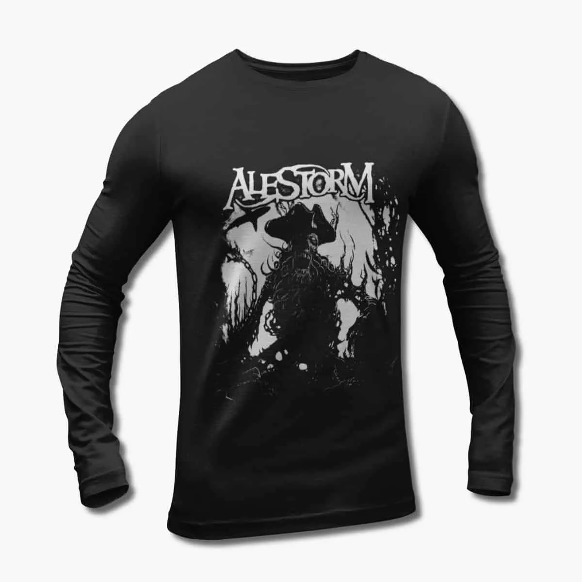 Alestorm Long Sleeve T-Shirt, Alestorm No Grave But The Sea Artwork Black Longsleeve T-Shirt, Folk Metal Merchandise