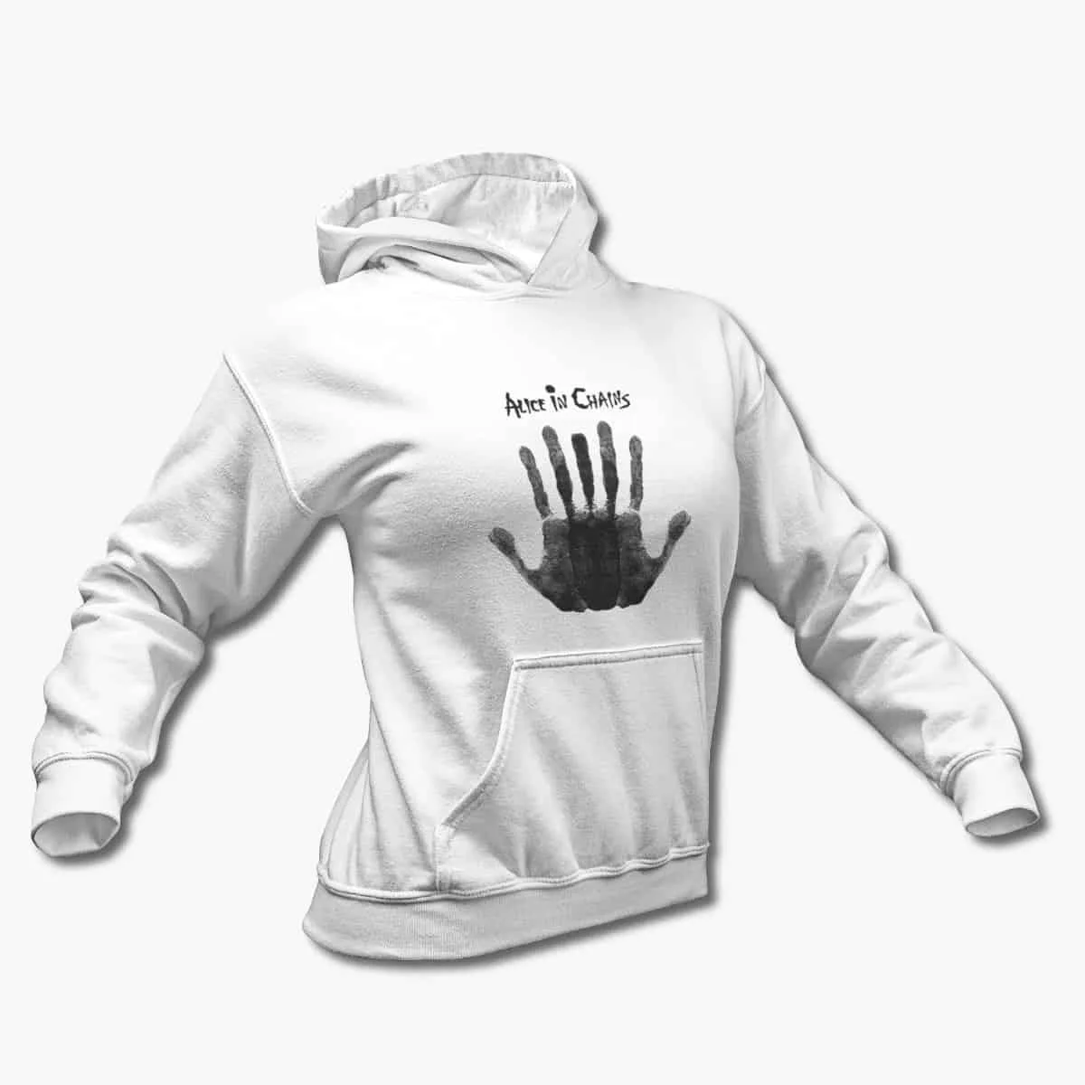 Alice In Chains Hoodie, Alice In Chains Stone Artwork White Hooded Sweatshirt, Alternative Metal Merchandise