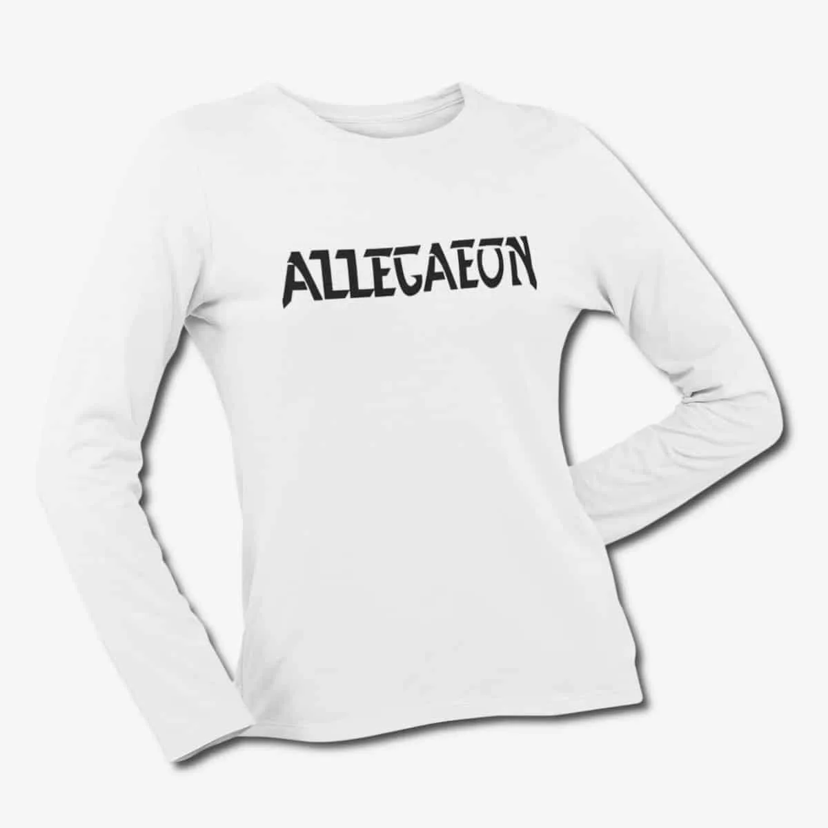 Allegaeon Long Sleeve T-Shirt, Allegaeon Band Logo White Longsleeve T-Shirt, Melodic Death Metal Merchandise