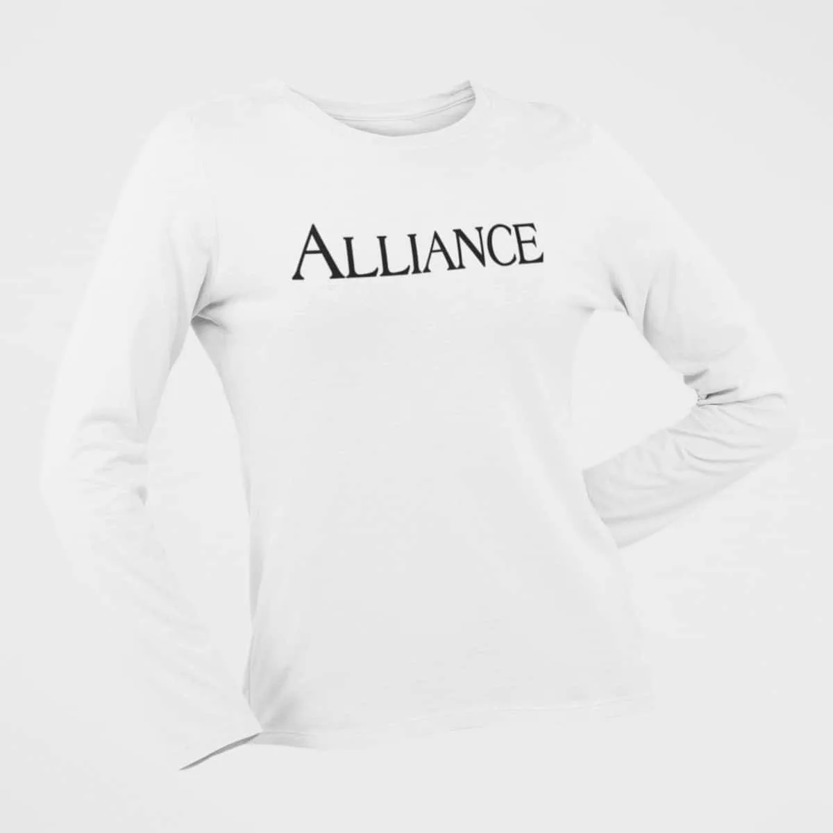 Alliance Long Sleeve T-Shirt, Alliance Logo White Long Sleeve T-Shirt, Heavy Metal Merchandise