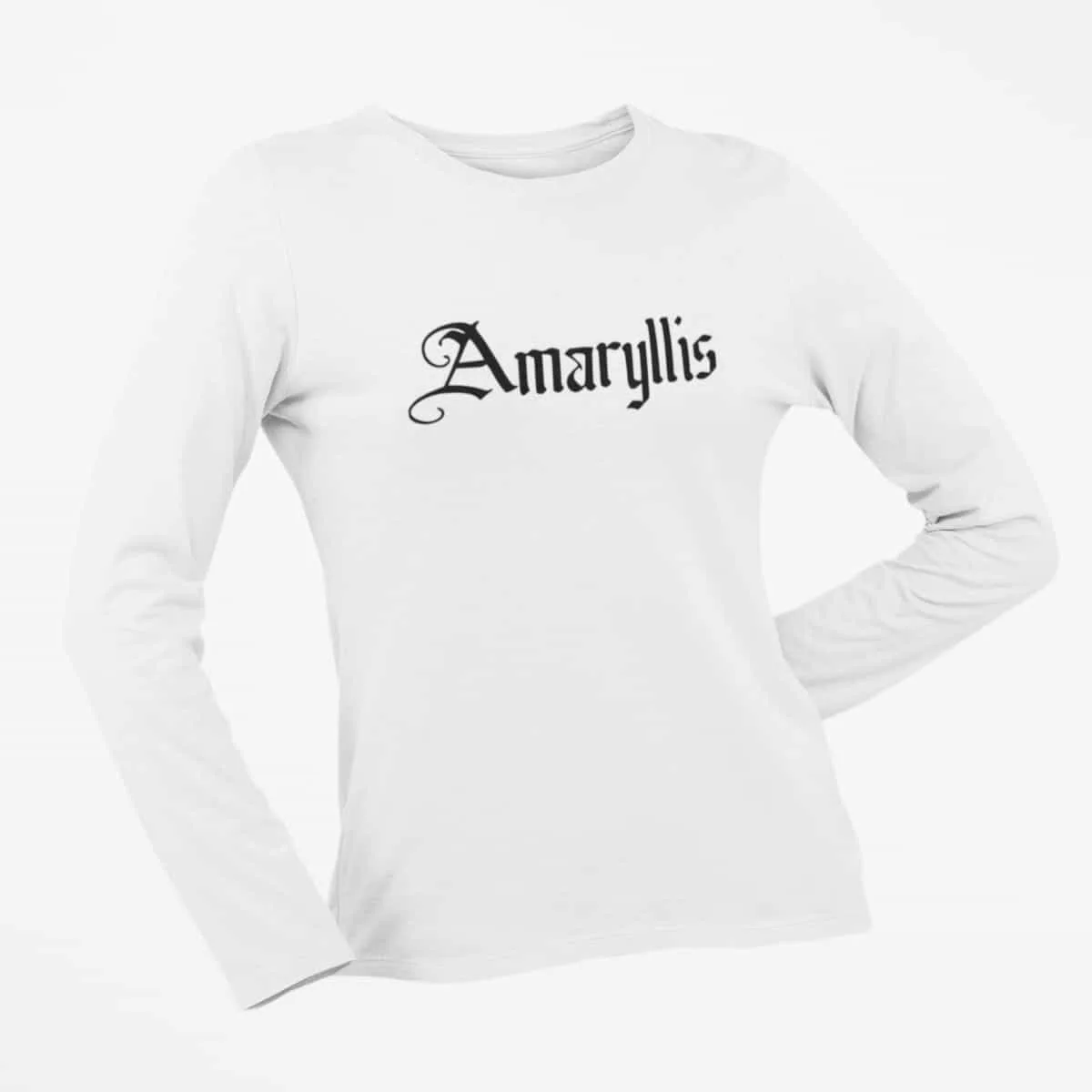 Amaryllis Long Sleeve T-Shirt, Amaryllis Logo White Long Sleeve T-Shirt, Progressive Metal Merchandise