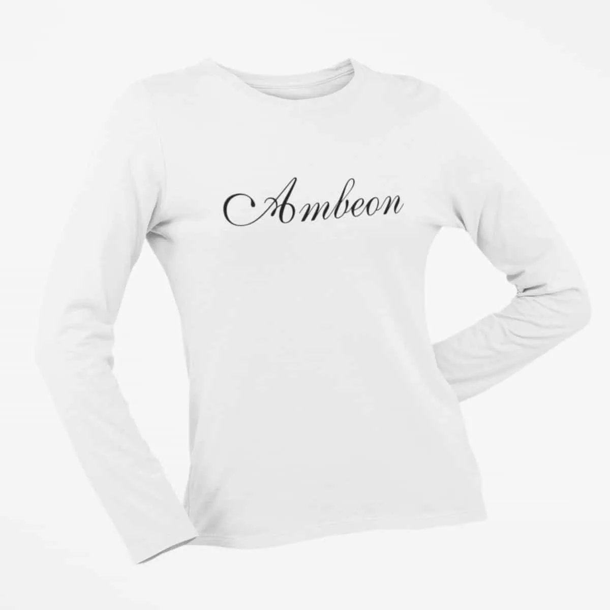 Ambeon Long Sleeve T-Shirt, Ambeon Logo White Long Sleeve T-Shirt, Progressive Rock Merchandise
