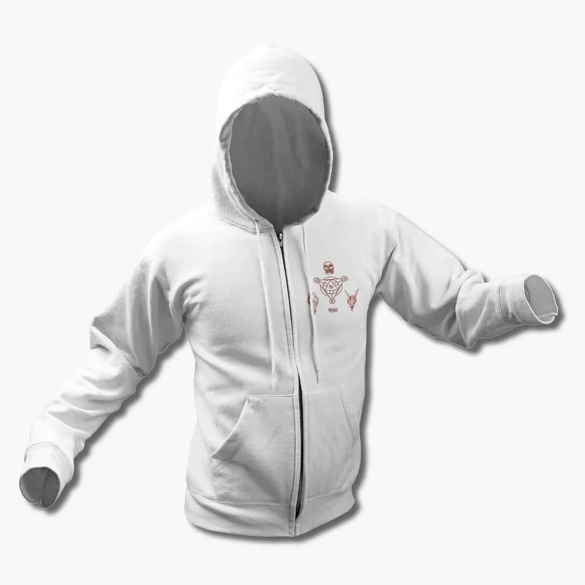 Amestigon Band Zip Up Hoodie, Amestigon Thier White Zipper Hoodie, Pagan Black Metal Merchandise
