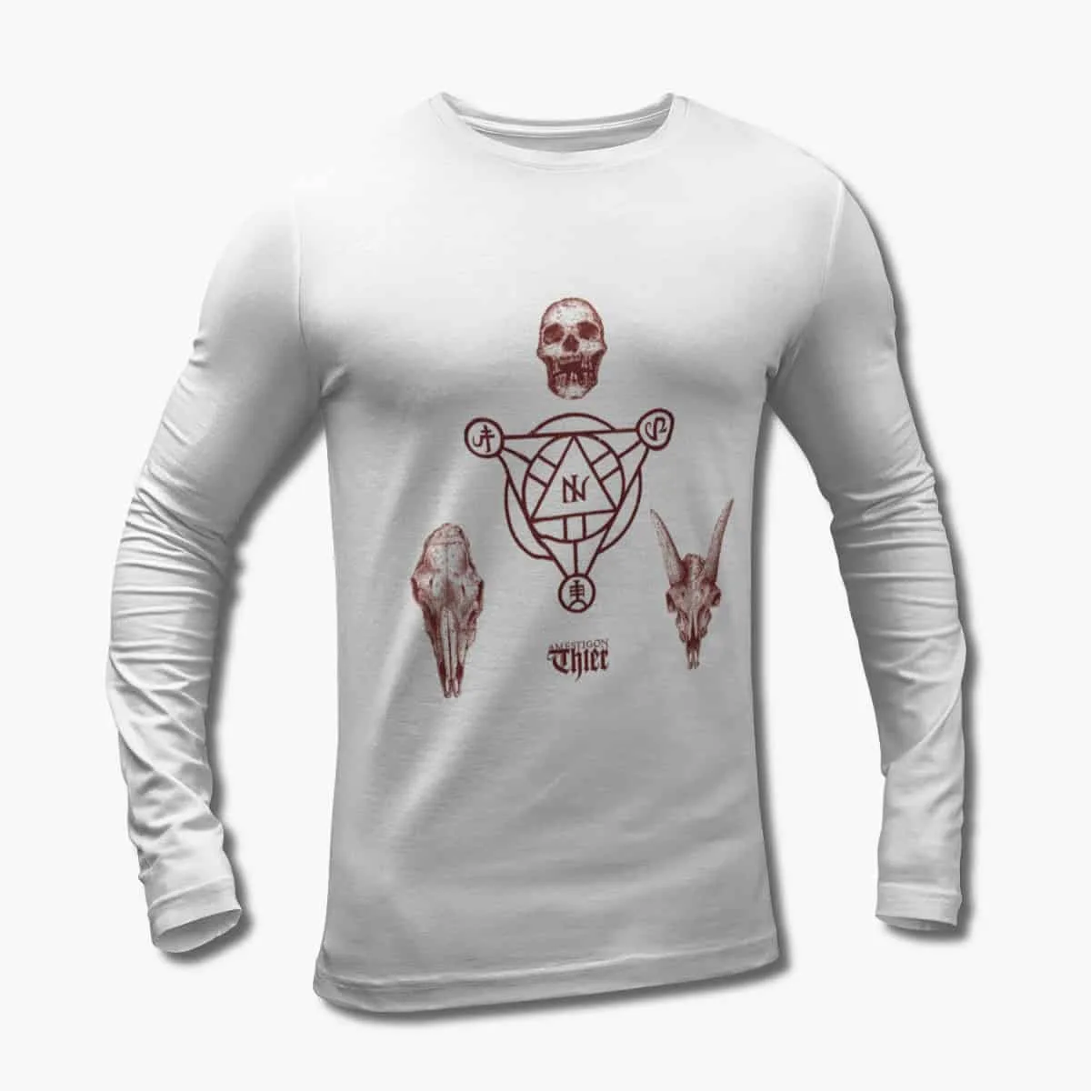 Amestigon Long Sleeve T-Shirt, Amestigon Thier White Longsleeve T-Shirt, Pagan Black Metal Merchandise