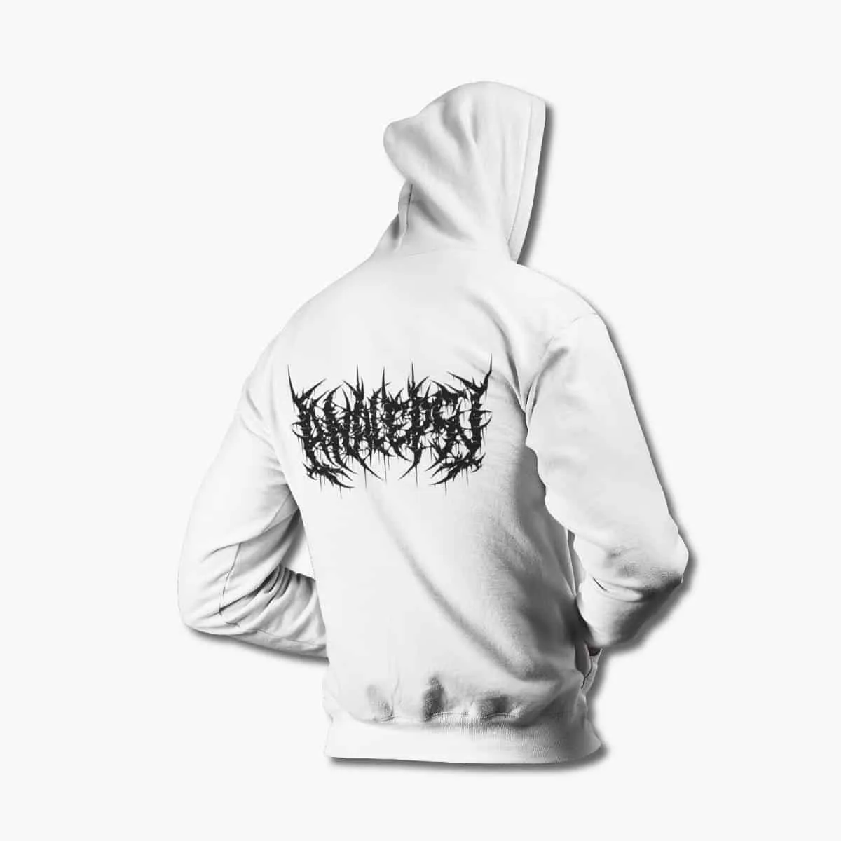 Analepsy Zip Up Hoodie, Analepsy Logo White Zipper Hooded Sweatshirt, Brutal Death Metal Merchandise