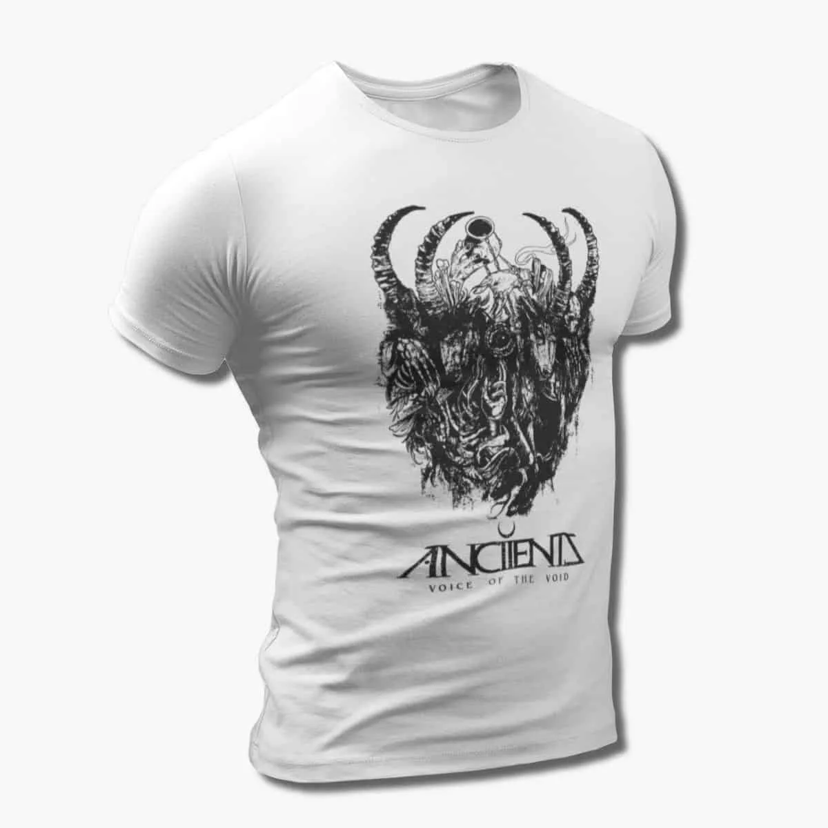 Anciients Band T-Shirt, Anciients Voice of the Void Artwork White T-Shirt, Progressive Metal Merchandise