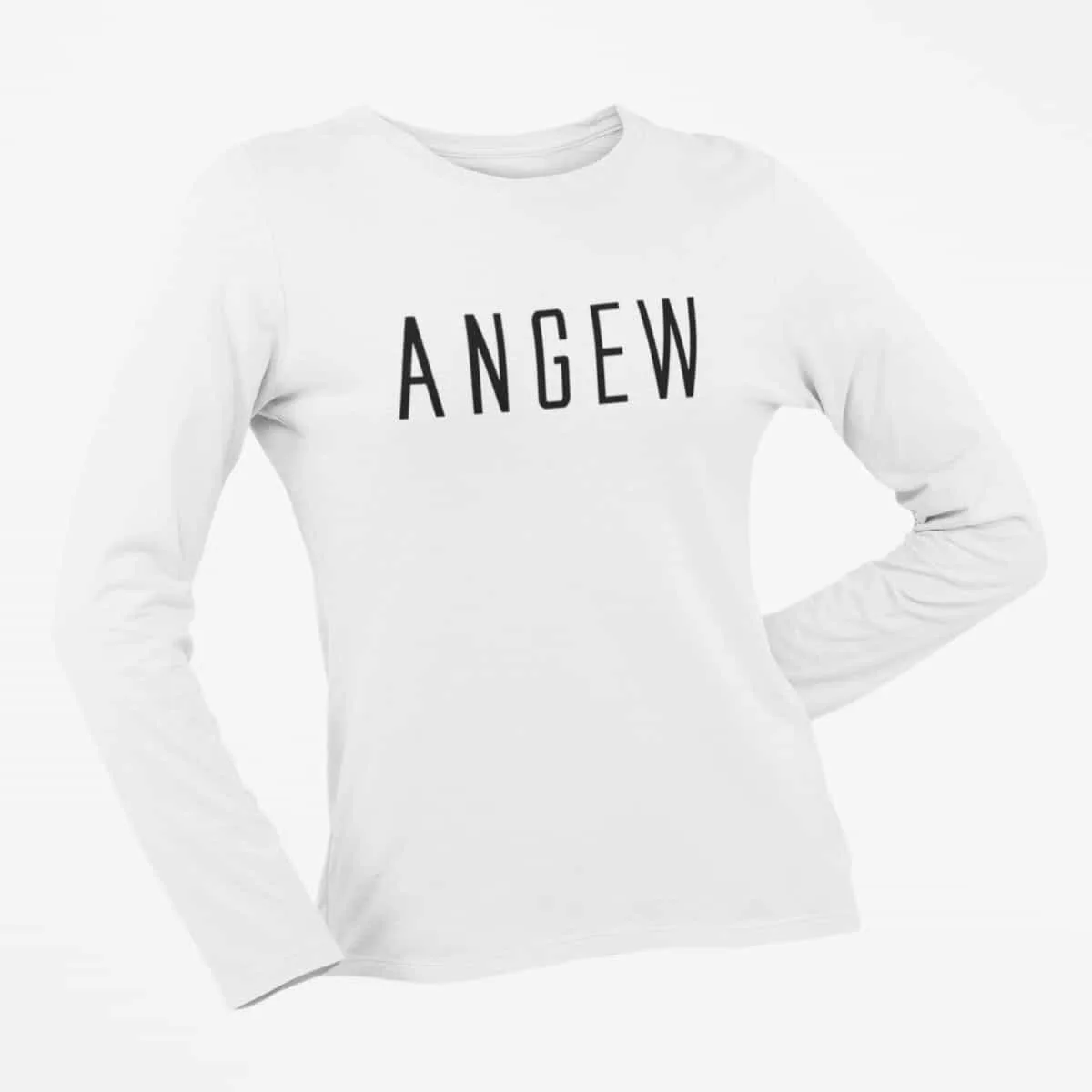 Angew Long Sleeve T-Shirt, Angew Logo White Long Sleeve T-Shirt, Black Metal Merchandise