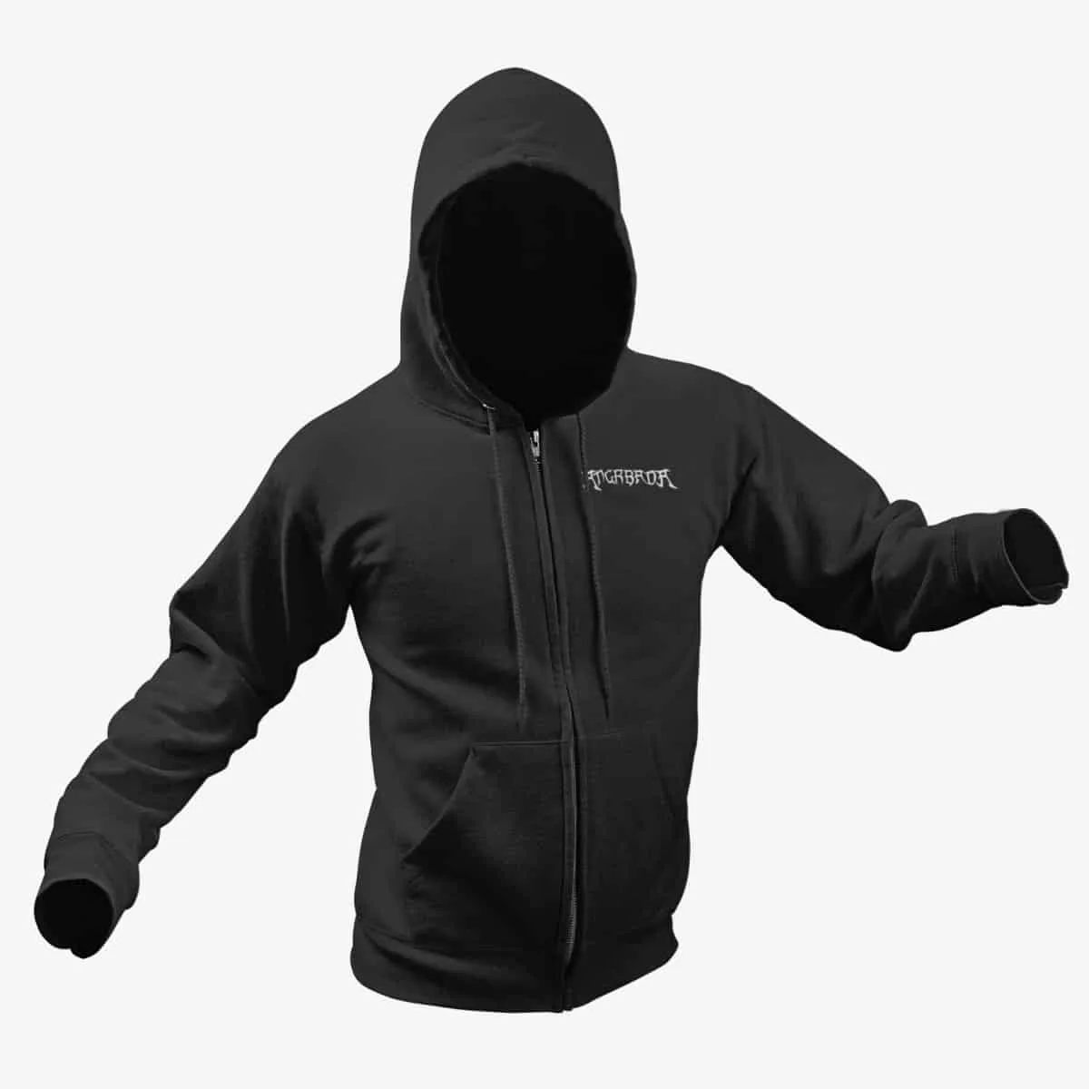 Angrbada Zip Hoodie, Angrbada Logo Black Zipper Hoodie, Viking Metal Merchandise